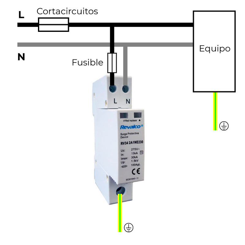 Surge Protector 1P+N 30Ka 275V Transient 1 Module (Shrink Wrapped)