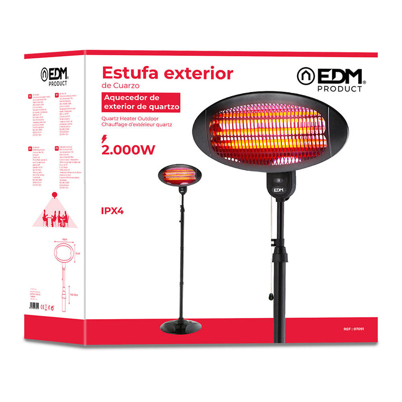 Estufa De Cuarzo De Exterior Con Pie - 2000W - Edm