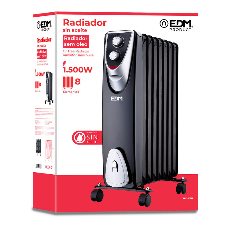 Radiador Modelo "Black Edition" - Sin Aceite - (8 Elementos) - 500-1000-1500W - Edm