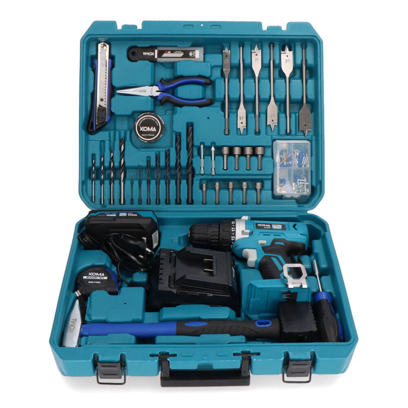 Kit Maletin Taladro Atornillador Con 70 Accesorios 20V Con Batería Y Cargador Koma Tools