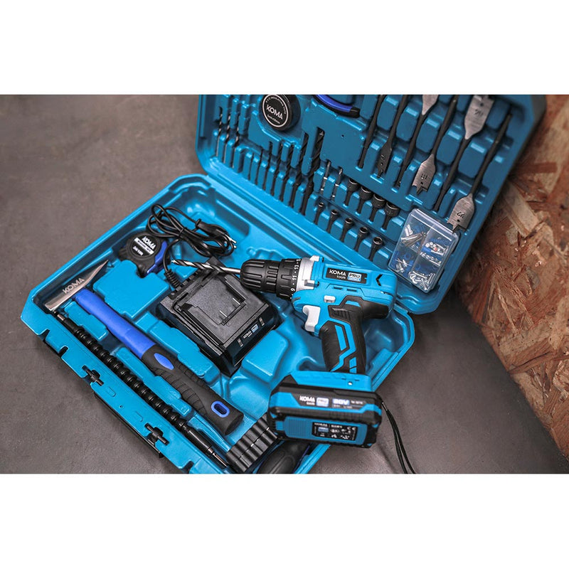 Kit Maletin Taladro Atornillador Con 70 Accesorios 20V Con Batería Y Cargador Koma Tools