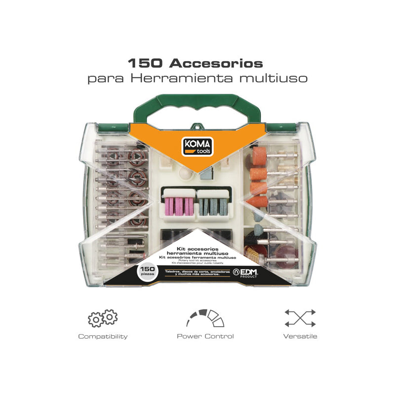 Set De 150  Accesorios Para Mini Herramienta Multiusos Rotativa 08709 Koma Tools