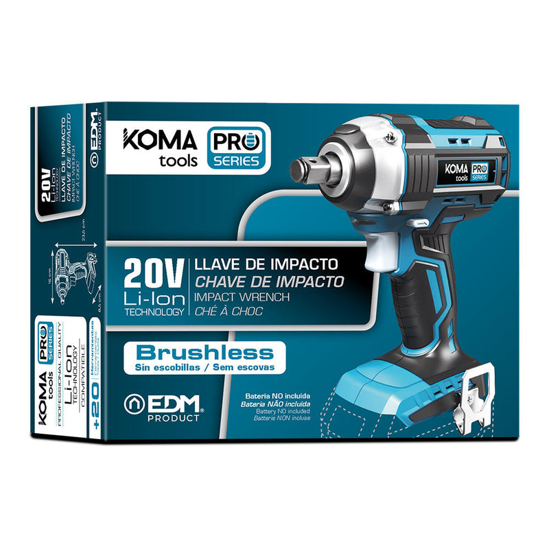 20V Brushless Impact Wrench (Without Battery or Charger) 16x23.5cm Koma Tools