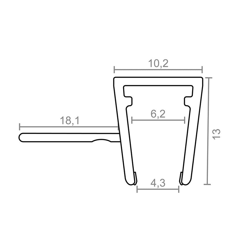 Perfil Para Mampara Con Junta De Cruce 18Mm Pf5 28,2X13Mm Tr 18528 Micel