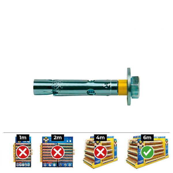 Caja 50 Uds, Anclaje Dynabolt Tornillo M10 Ø12X70Mm Zincado Celo