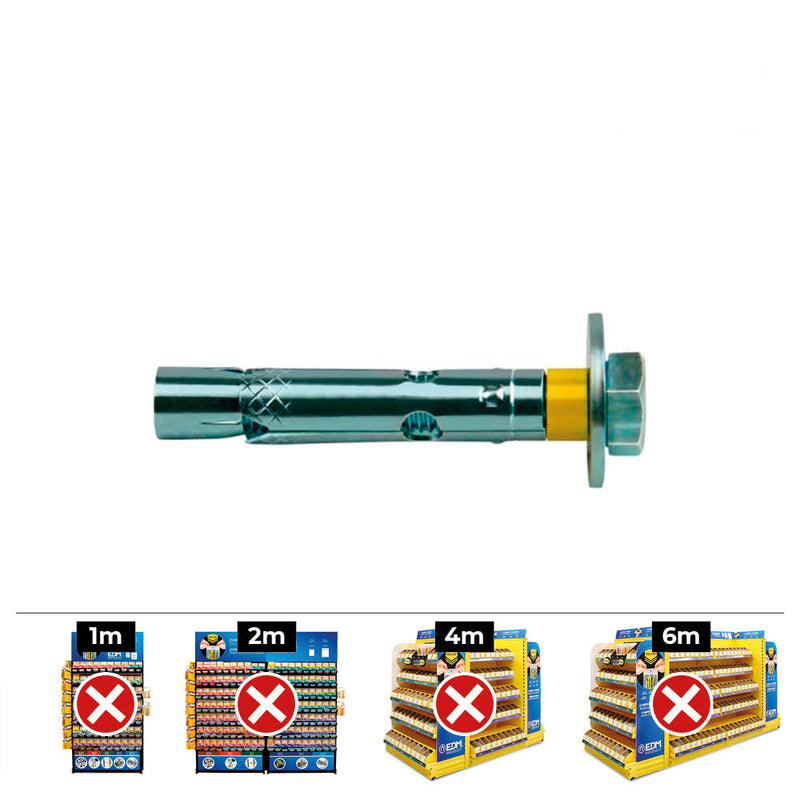 Caja 50 Uds, Anclaje Dynabolt Tornillo M10 Ø14X70Mm Zincado Celo