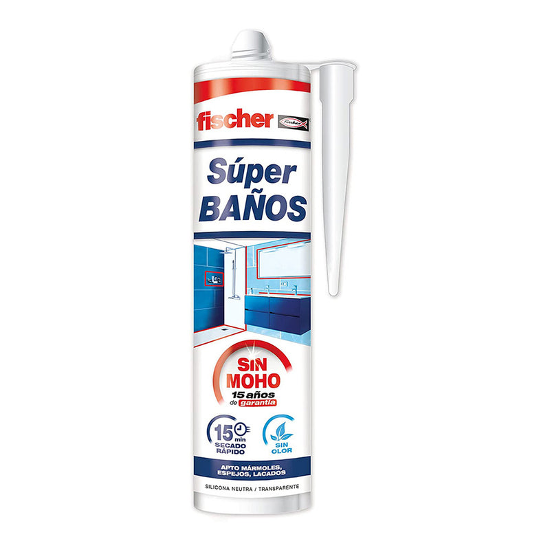 Super Baños Silicona Blanca Antimoho Sin Olor 280Ml 563064 Fischer