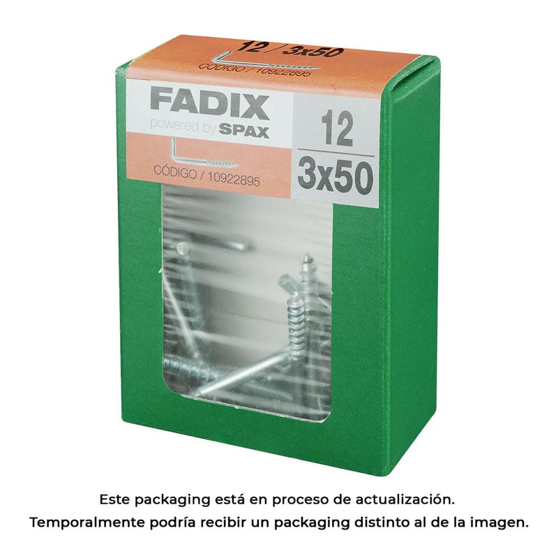 Caja M 12 Unid, Alcayata Roscada Cinc 3,0X50Mm Fadix