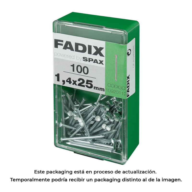 Caja S 100 Unid, Clavo C, Reducida Acero 1,4X25Mm Fadix