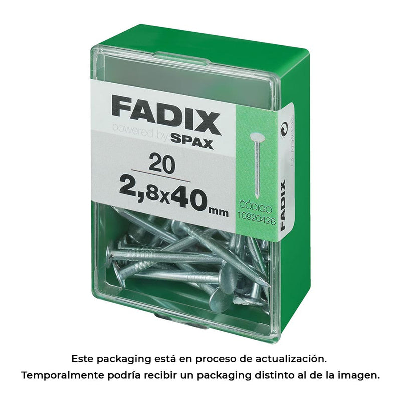 Caja M 20 Unid, Clavo Cp Ancha Acero 2,8X40Mm Fadix