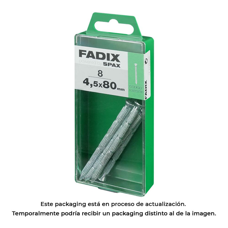 Caja M 8 Unid, Clavo Cp Estriado Acero 4,5X80Mm Fadix