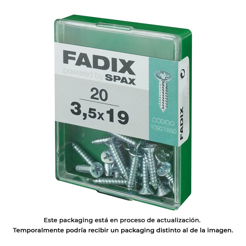 Caja M 20 Unid, Tornillo Rosca Chapa Cp Cinc 3,5X19Mm Fadix