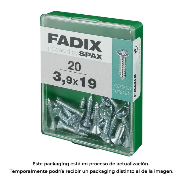 Caja M 20 Unid, Tornillo Rosca Chapa Cp Cinc 3,9X19Mm Fadix