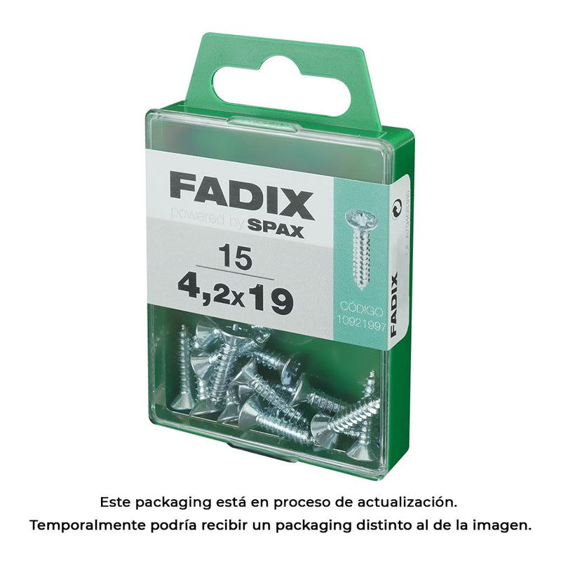 Caja M 15 Unid, Tornillo Rosca Chapa Cp Cinc 4,2X19Mm Fadix