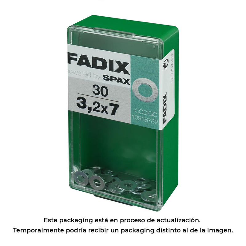 Caja S 30 Unid, Arandela Plana Cinc 3,2X7Mm Fadix