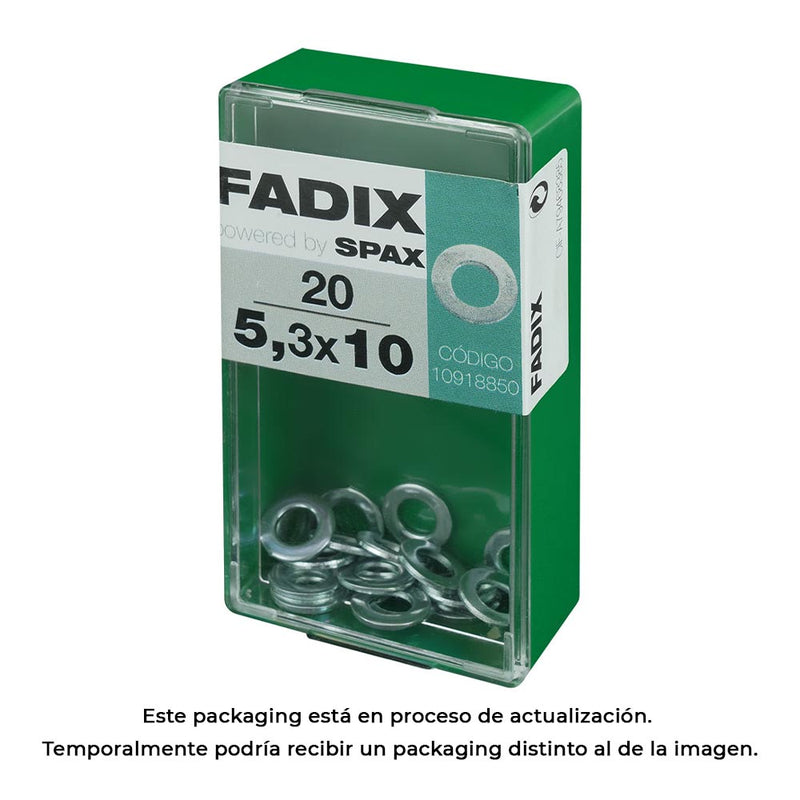 Caja S 20 Unid, Arandela Plana Cinc 5,3X10Mm Fadix