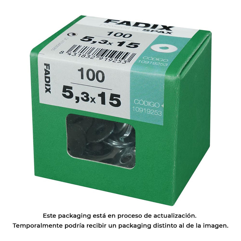 Caja L 100 Unid, Arandela Plana Ancha Cinc 5,3X15Mm Fadix