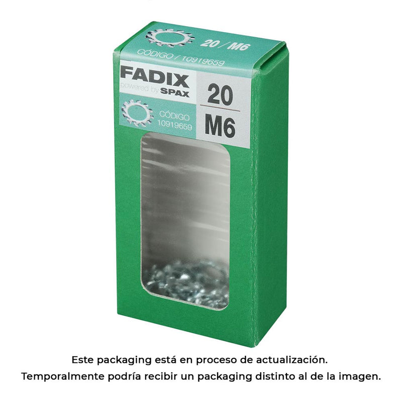 Caja S 20 Unid, Arandela Dentada M 6 Fadix