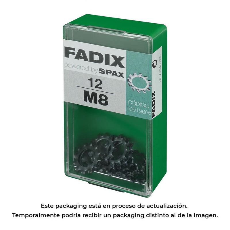 Caja S 12 Unid, Arandela Dentada M 8 Fadix