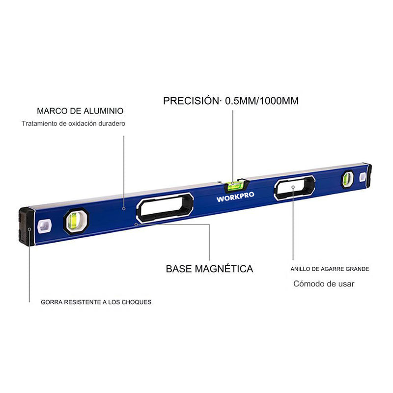 Nivel De Burbuja Con Base Mágnetica 60Cm Pro Workpro