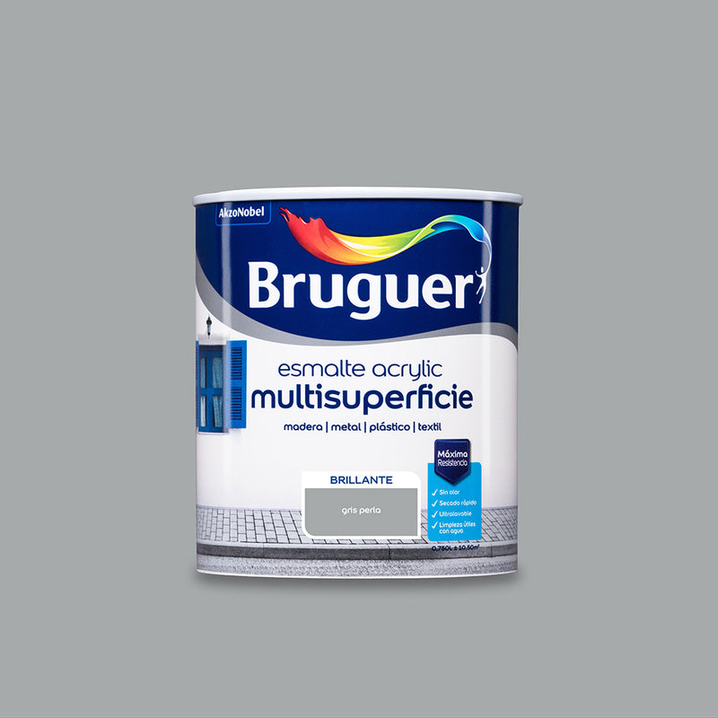 Acrylic Multi-surface Gloss Enamel Pearl Grey 0.750L 5057471 Bruguer