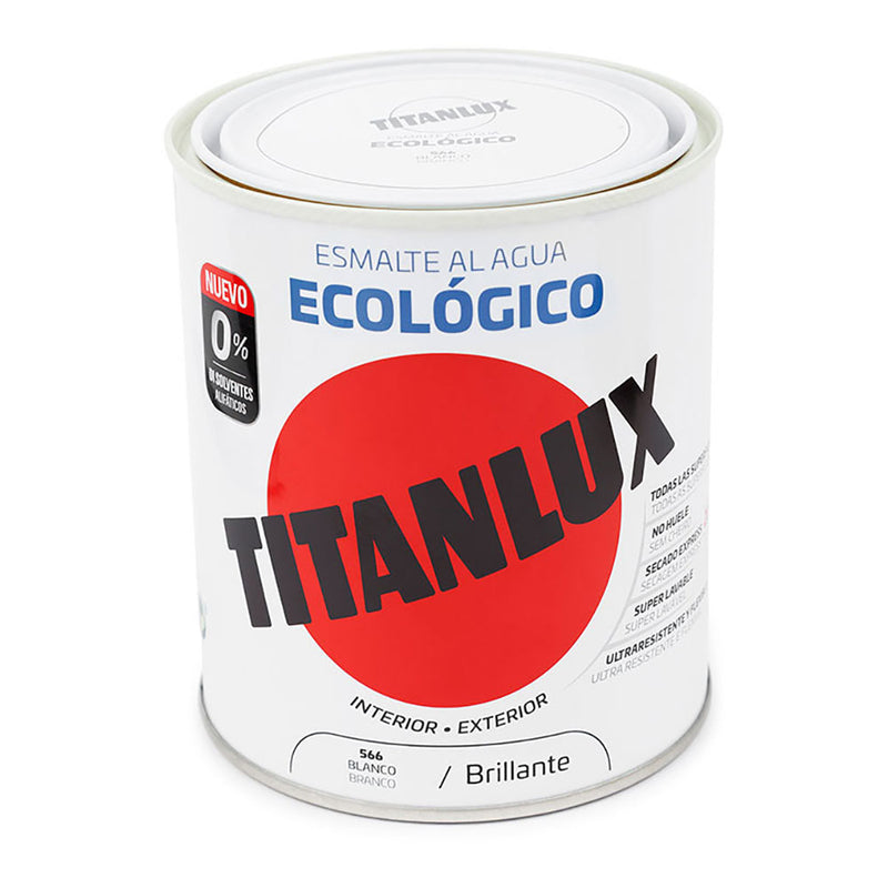 Esmalte Ecológico Al Agua Brillante Blanco 750Ml Titanlux 00T056634