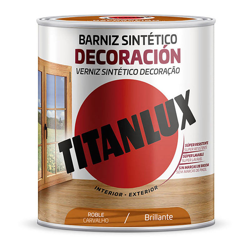 Barniz Sintético Decoración Brillante Roble 0,250L Titanlux M10100214