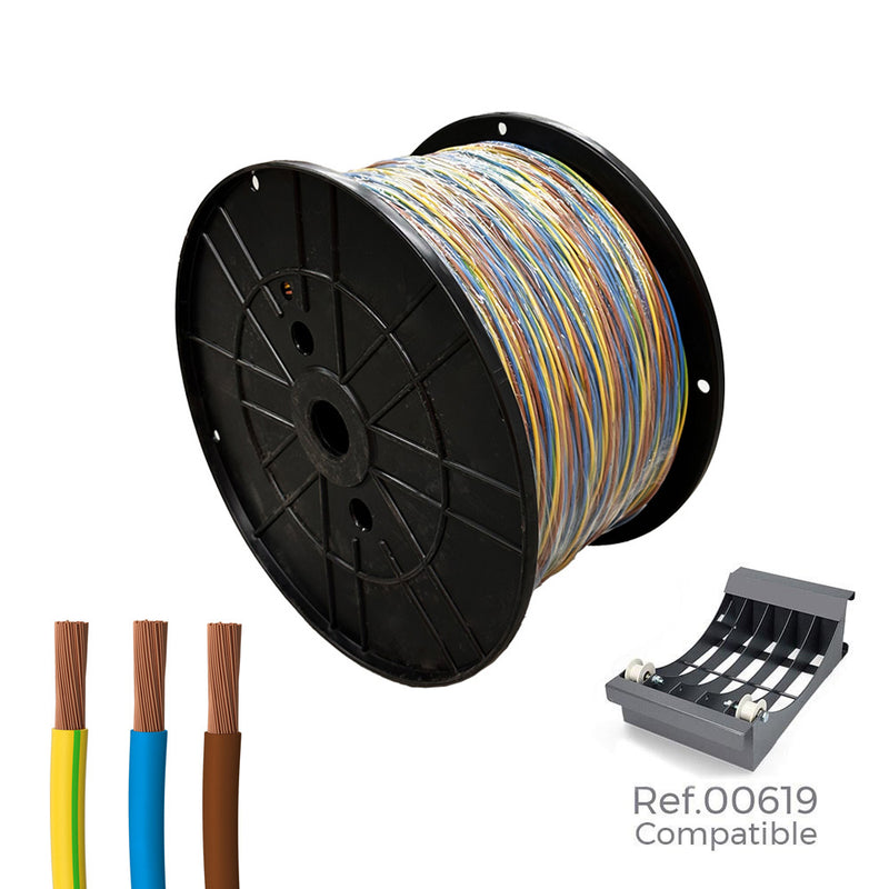 Cable Reel 3 Cables 1.5Mm 400M of Each Cable, Total 1200M (Blue, Brown and Two-tone) (Large Reel Ø400X200Mm)