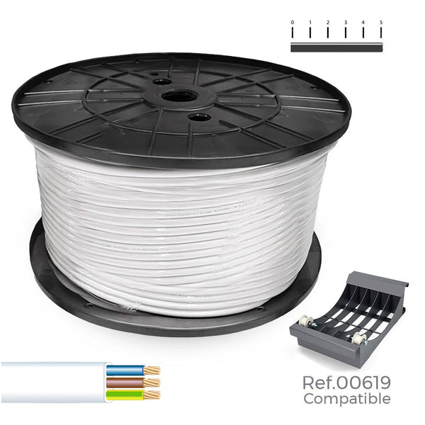 Carrete Cable Manguera Plana Blanca 3X1,5Mm 250M (Audio) (Bobina Grande Ø400X200Mm)