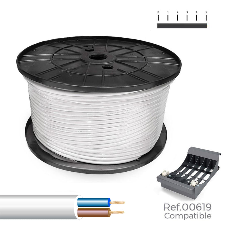 Carrete Cable Manguera Tubular 2X1Mm Blanca 400M (Bobina Grande Ø400X200Mm)