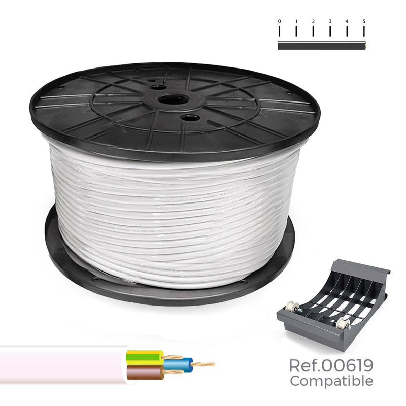 Carrete Cable Manguera Tubular 3X1Mm Blanca 300M (Bobina Grande Ø400X200Mm)