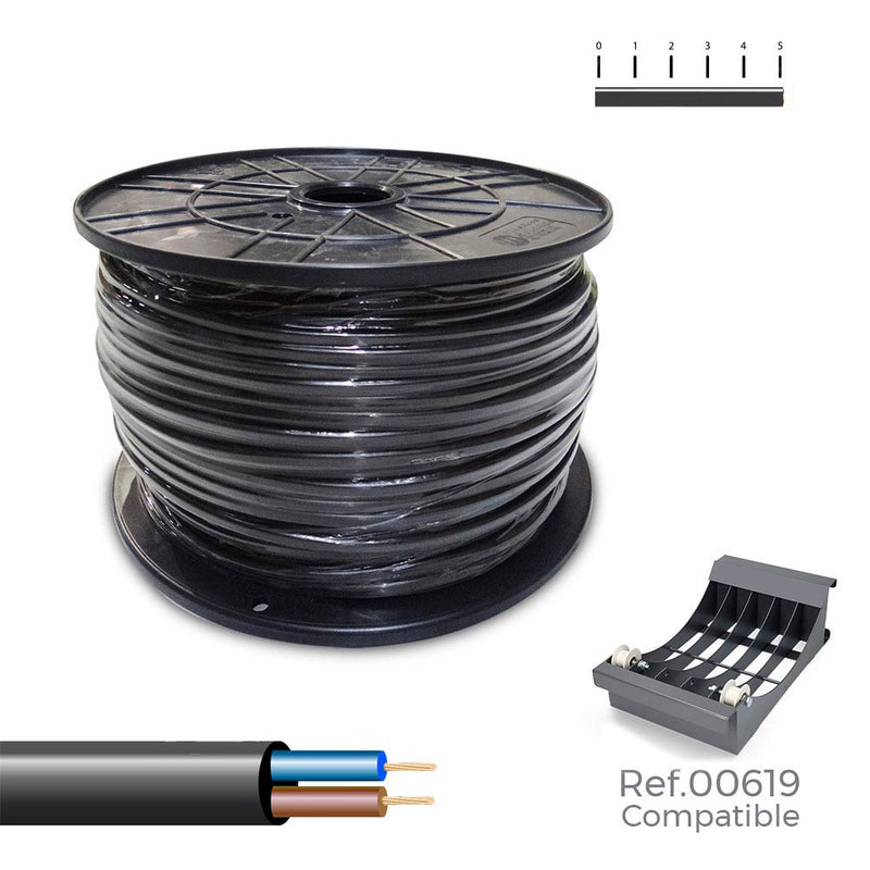 Carrete Cable Manguera H05Vv-F , Negra 2X1Mm 400M (Bobina Grande Ø400X200Mm)