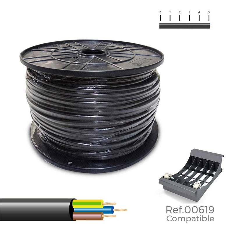 Carrete Cable Manguera Acrilica 1Kv Negra 3X2,5Mm 150M (Bobina Grande Ø400X200Mm)