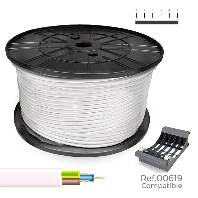 Carrete Cable Manguera Acrilica 1Kv Blanca 3X1,5Mm 200M (Bobina Grande Ø400X200Mm)