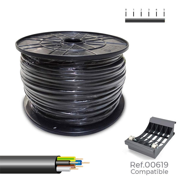 Carrete Cable Manguera Acrilica 1Kv Negra 5X1,5Mm 100M (Bobina Grande Ø400X200Mm)