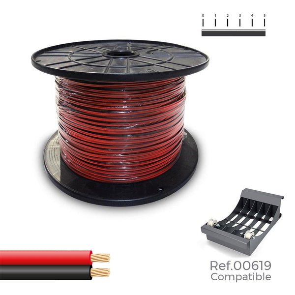 Carrete Cable Paralelo (Audio) 2X0,75Mm Rojo/Negro 1000M (Bobina Grande Ø400X200Mm)