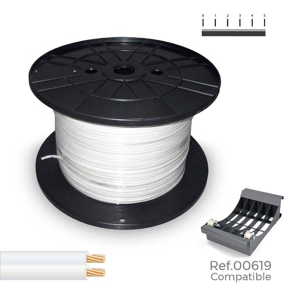 Carrete Cable Paralelo (Audio) 2X1Mm Blanco 1000M (Bobina Grande Ø400X200Mm)