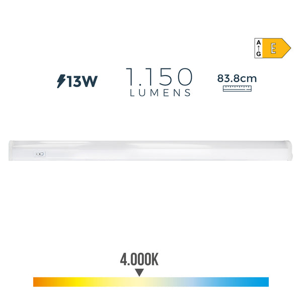 Regleta Electronica Led 13W 1150 Lumens 4000K Luz Dia 83,8X2,2X3,6Cm Edm