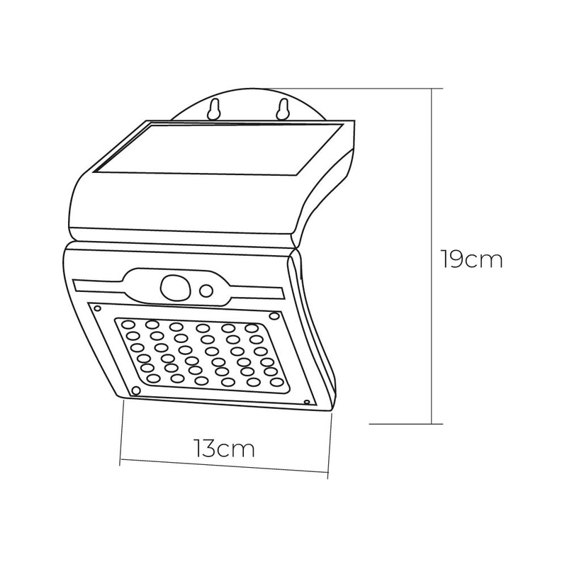 Solar Wall Light 2W 220Lm 6,500K With Sensor Color Black Edm