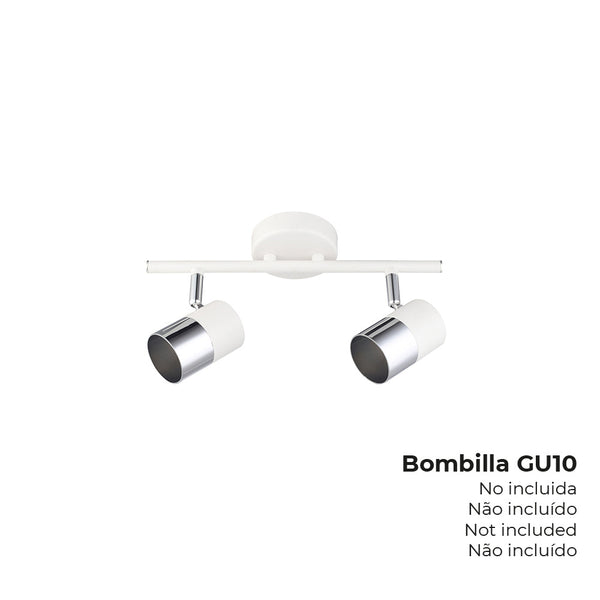 Foco Halogeno 2 Elementos Color Cromo+Blanco Hueso Gu-10 Modelo Moon Edm