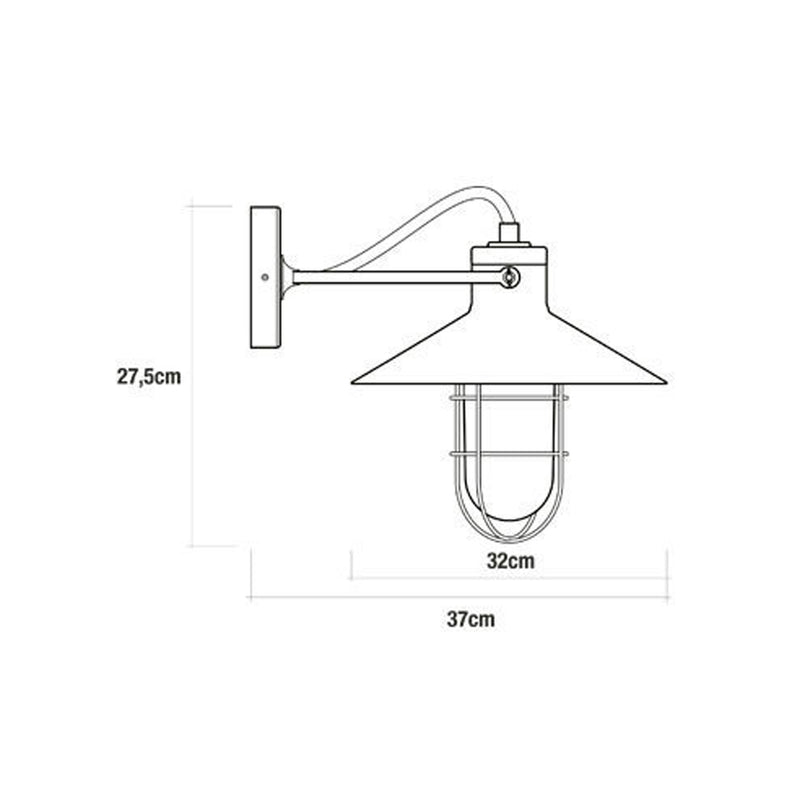 Aplique De Pared Metalico Vintage E27 60W Color Negro Ø32X37X27,5Cm Edm