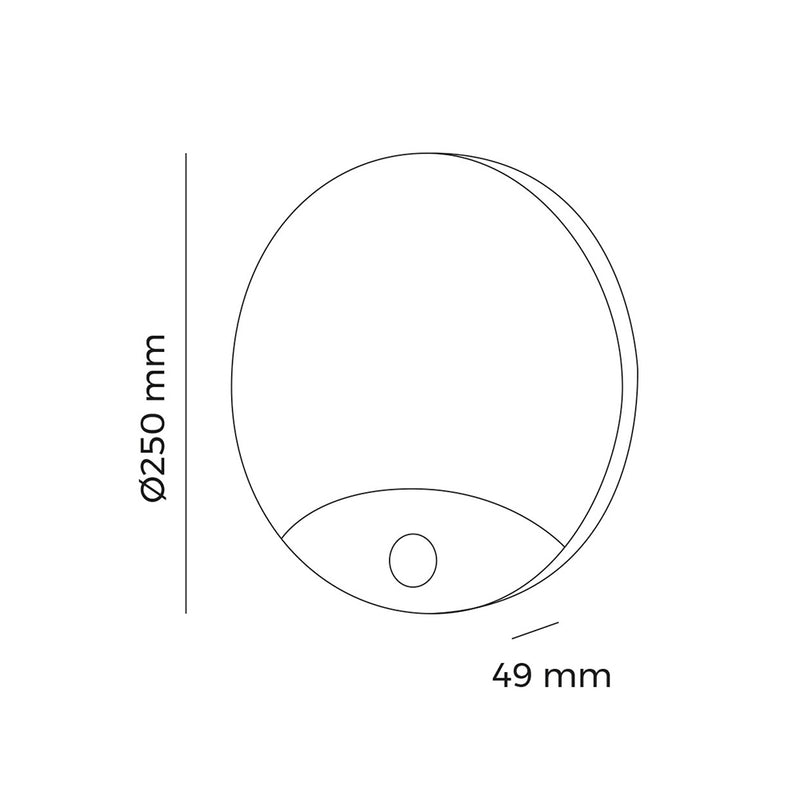 Round Outdoor Led Wall Light 13W 1850Lm 6400K Ip44 Ø25X4.9Cm With Edm Motion Sensor