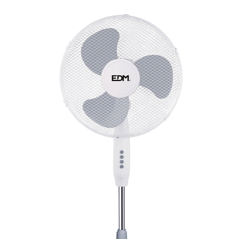 Ventilador De Pie, Color Blanco, Potencia: 45W Aspas: Ø40Cm Altura Regulable 105-125Cm Edm