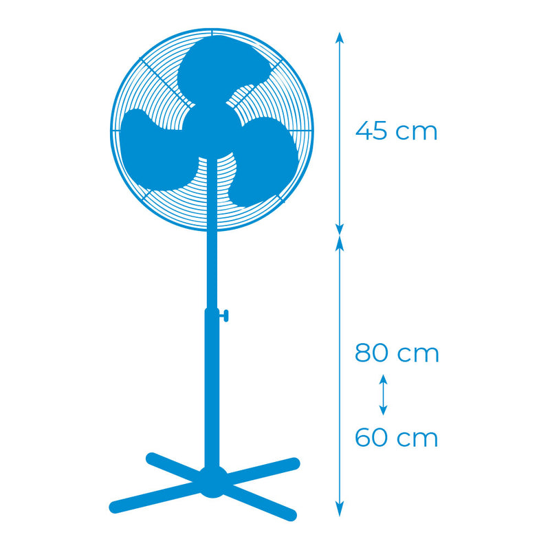 Ventilador De Pie, Color Blanco, Potencia: 45W Aspas: Ø40Cm Altura Regulable 105-125Cm Edm