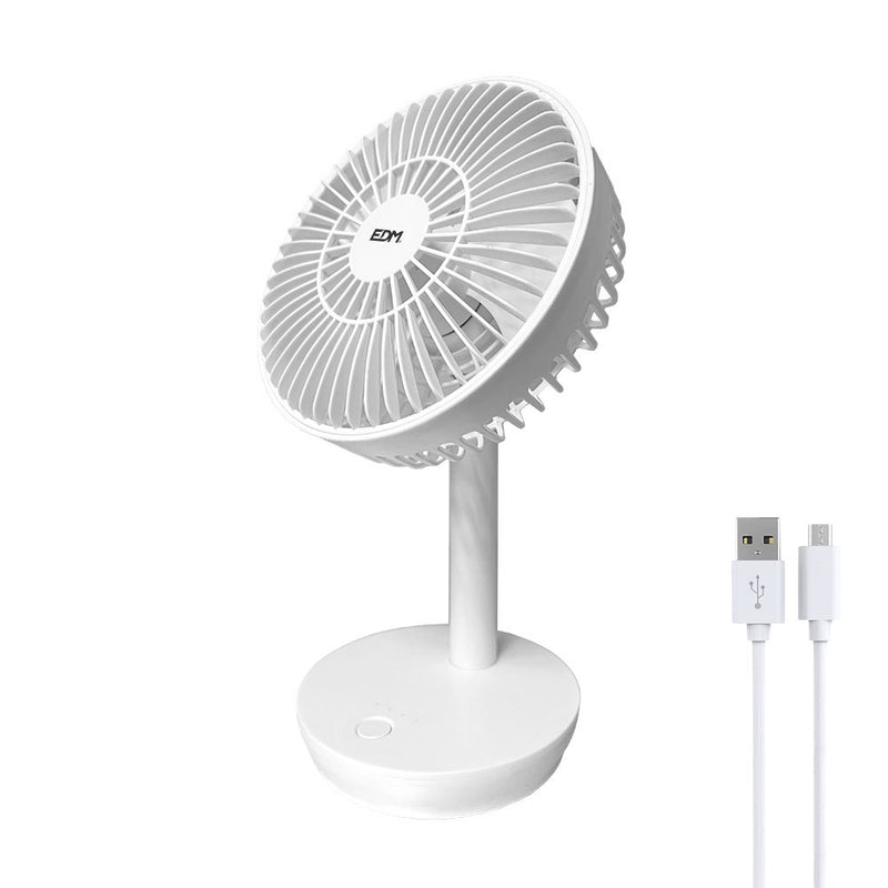 Ventilador De Sobremesa Recargable Blanco Potencia: 5W Aspas: Ø14,5Cm 17X13X26Cm Edm