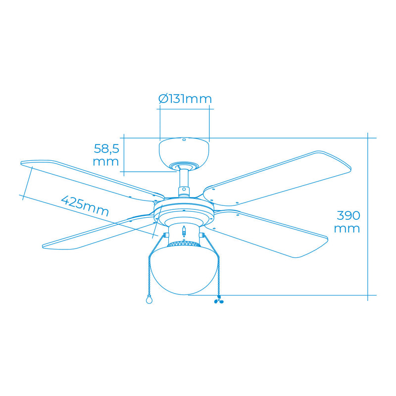 Ceiling Fan Model Caribe, White Color, Power: 50W Blades: Ø102Cm Edm