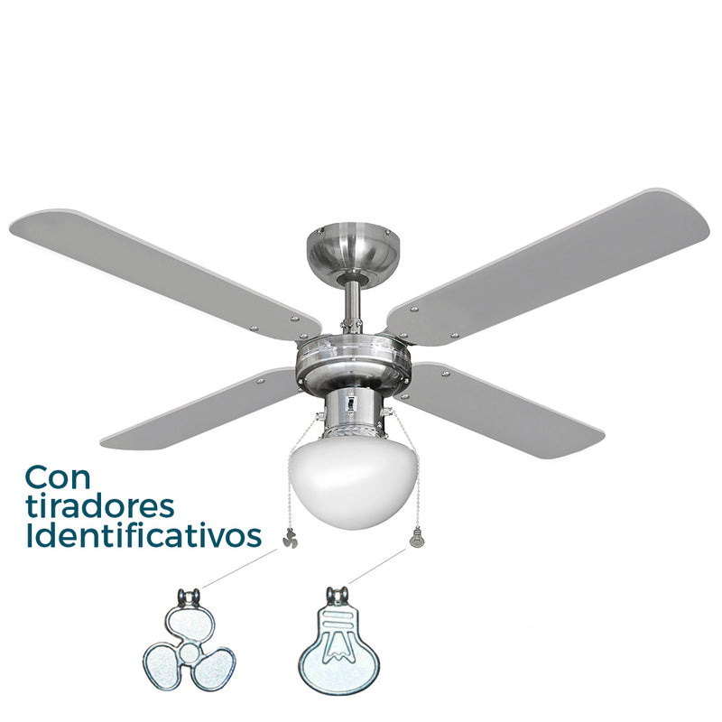 Ventilador De Techo Modelo Caribe, Color Cromado, Potencia: 50W Aspas: Ø102Cm Edm