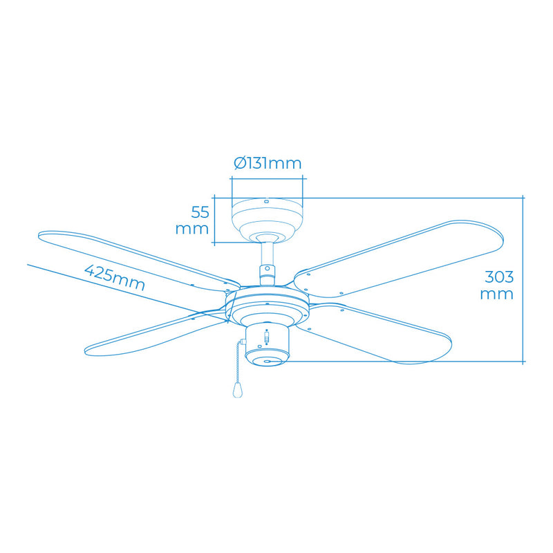 Ventilador De Techo Modelo Baltico, Color Blanco, Potencia: 50W Aspas: Ø102Cm Edm