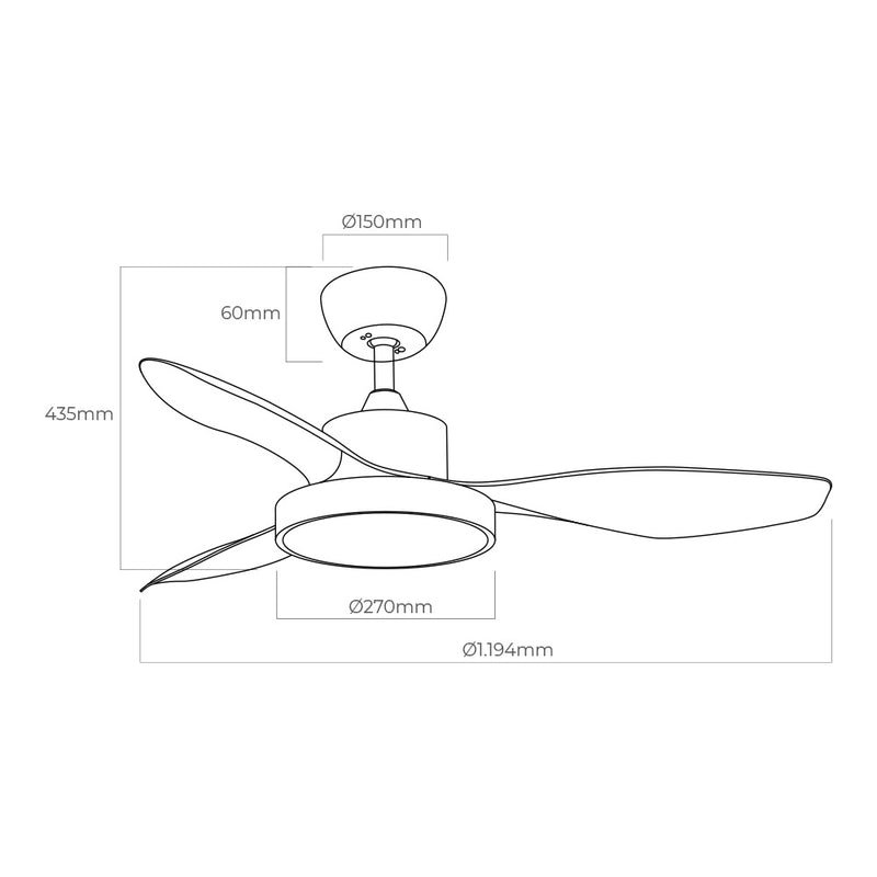 Ventilador De Techo De Led 120Cm  38W + Luz 22W 2, 160Lm 3, 000K - 4, 000K - 5, 000K Mod, Ártico Edm