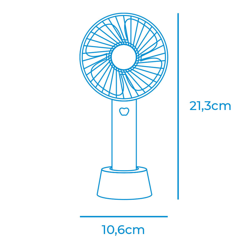 Ventilador De Mano, Recargable, 4,5W Aspas 10,6X6,5X22Cm Edm